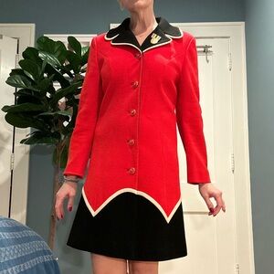 Lilli Ann Elegant Red and Black Women's Coat 1960s EXCELLENT VINTAGE, Modern sz6
